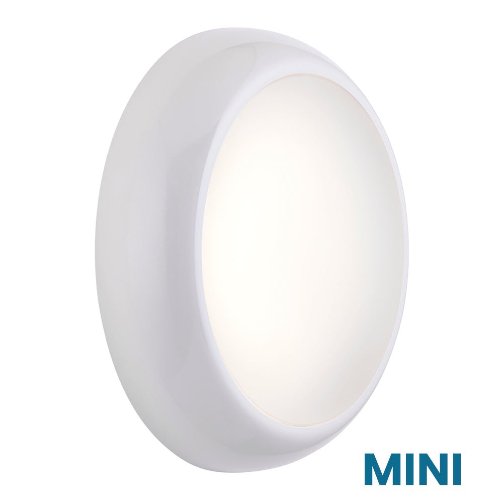 CE3X5 MINI Small 250mm Slim Bulkhead Light | LED Multi Wattage 1200lm | Tri - Colour CCT | IP65 | White | Microwave Sensor - LightHub Direct