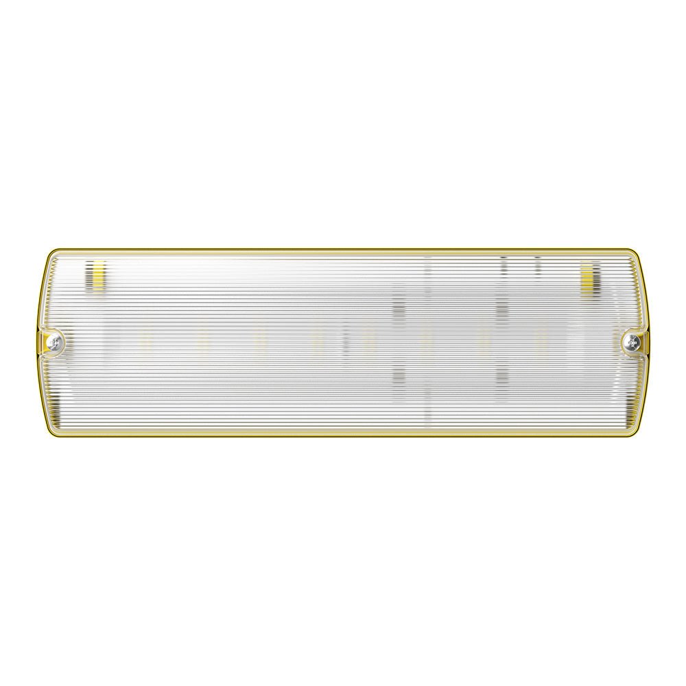 APEX 110V Rectangle Fire Exit Bulkhead Light Fitting | LED 5W 220lm | 6500K Daylight White | IP65 | 3hr Emergency - LightHub Direct