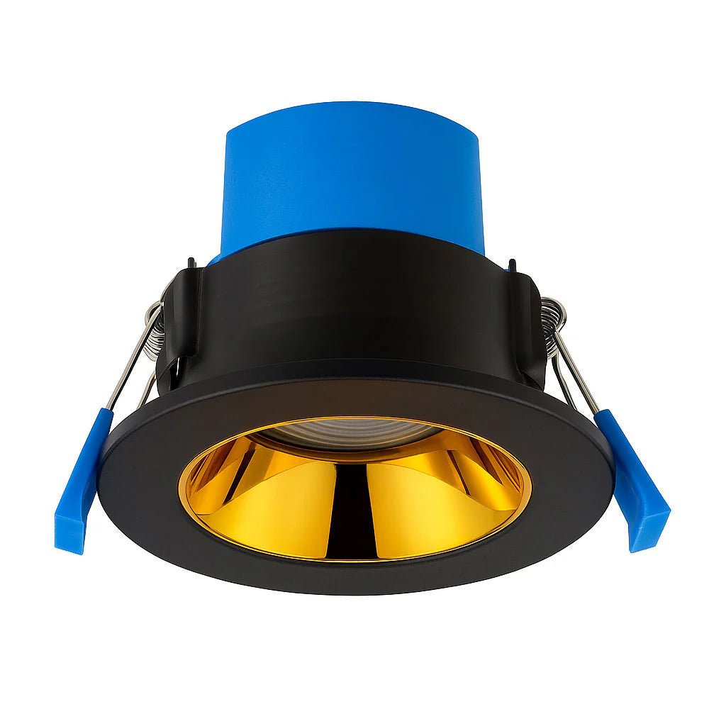 4CCT Fire Rated Dimmable Anti - Glare Downlight | LED 5 - 7W 650lm | CCT Tri - Colour | IP65 | Black & Brass - LightHub Direct