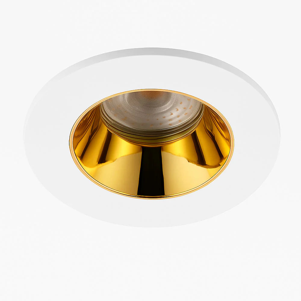 4CCT Fire Rated Dimmable Anti-Glare Downlight | LED 5-7W 650lm | CCT Tri-Colour | IP65 | White & Brass