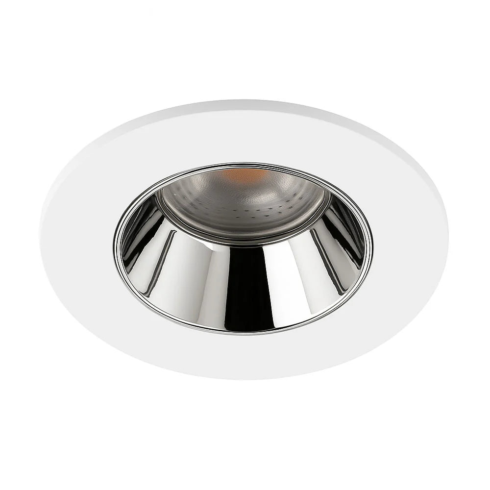 4CCT Fire Rated Dimmable Anti-Glare Downlight | LED 5-7W 650lm | CCT Tri-Colour | IP65 | White & Chrome