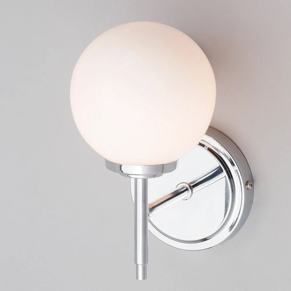 PORTO | Globe Glass Waterproof Wall Light Fitting | G9 | IP44 | Polished Chrome