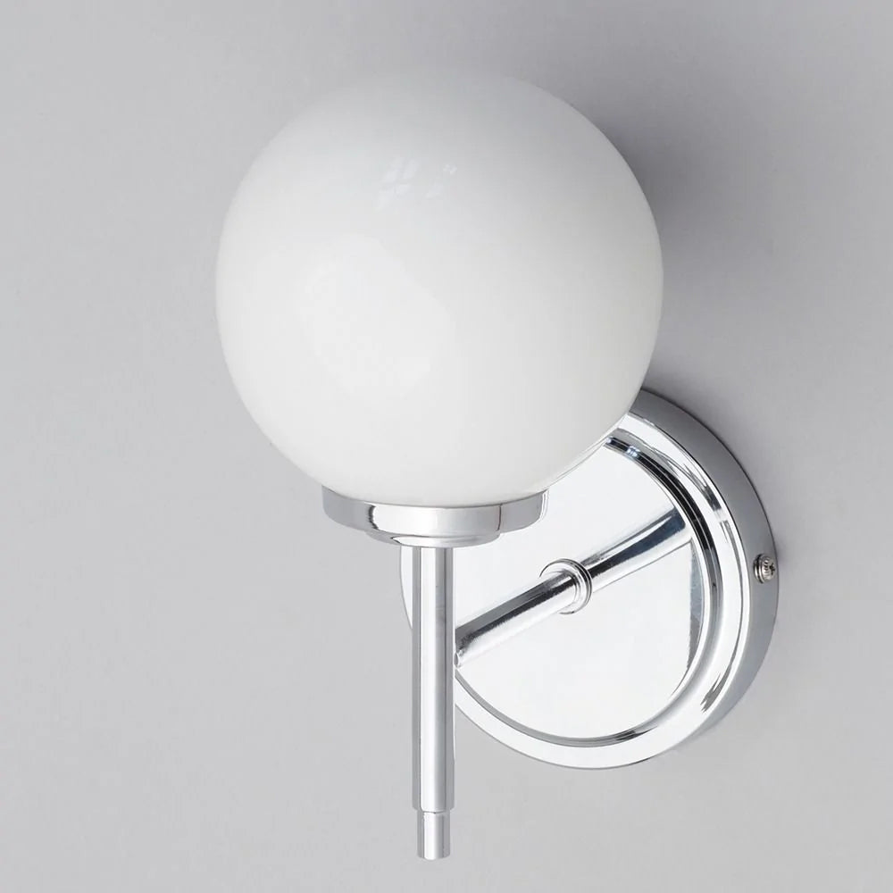 PORTO | Globe Glass Waterproof Wall Light Fitting | G9 | IP44 | Polished Chrome