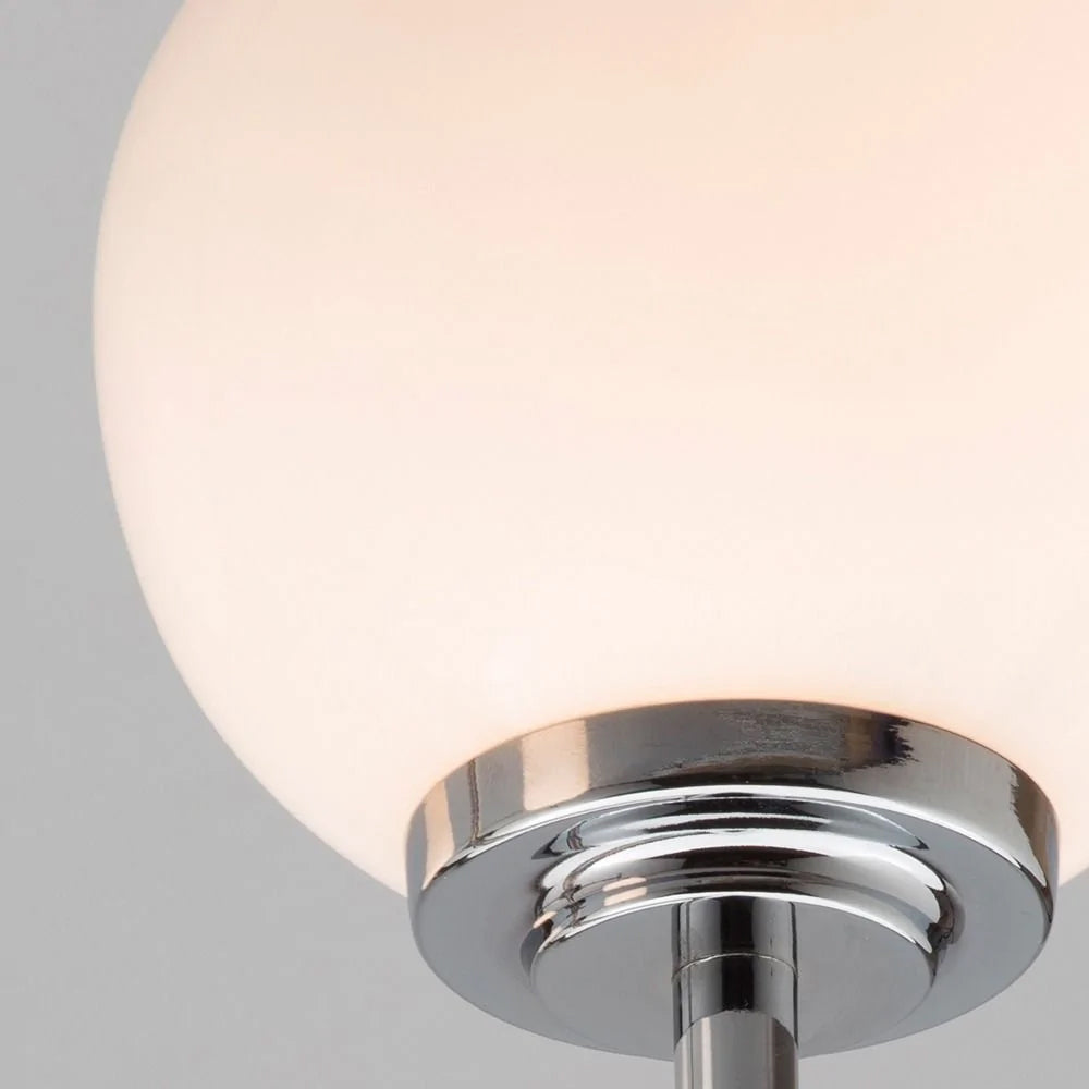 PORTO | Globe Glass Waterproof Wall Light Fitting | G9 | IP44 | Polished Chrome
