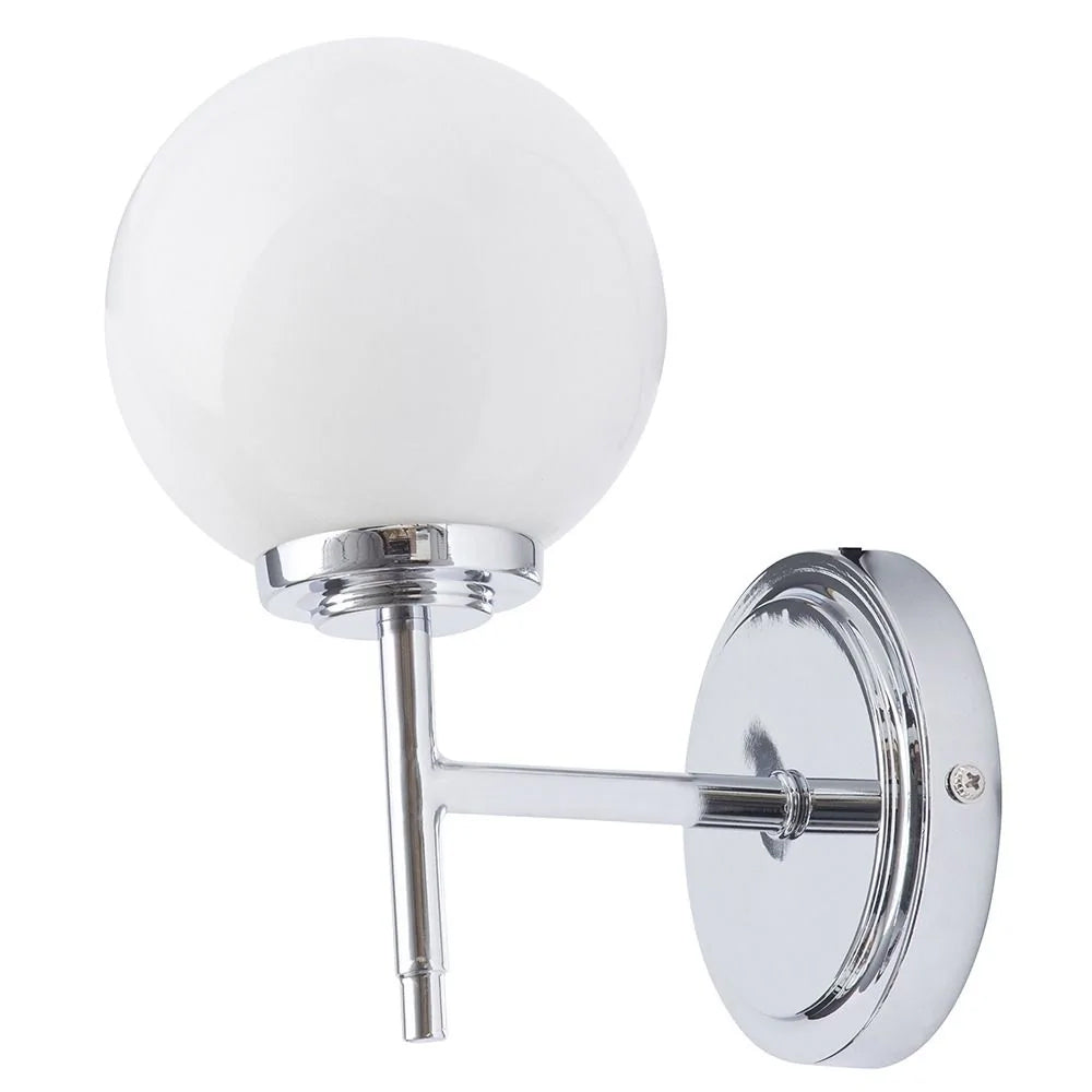 PORTO | Globe Glass Waterproof Wall Light Fitting | G9 | IP44 | Polished Chrome