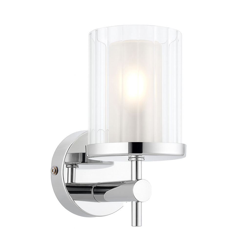 Bathroom Light Wall Semi-Flush Fitting with Ridged Clear Glass Shade | G9 IP44 | Chrome