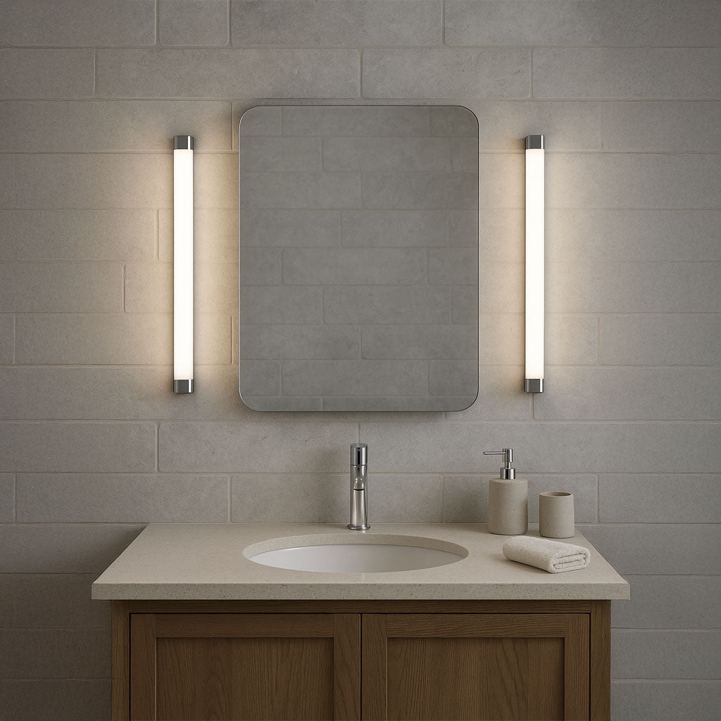 MODA | LED Over Mirror Bathroom Light Wall Flush Fitting | Switched | 15W IP44 | Polished Chrome