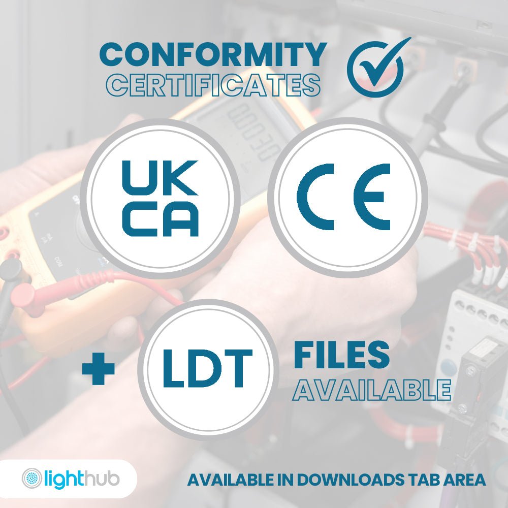 BALHAM Drum Bulkhead Light Fitting | LED 18W 1600lm | CCT Tri - Colour | IP65 | Black Eyelid | 3hr Emergency Function | Corridor Motion Sensor - LightHub Direct