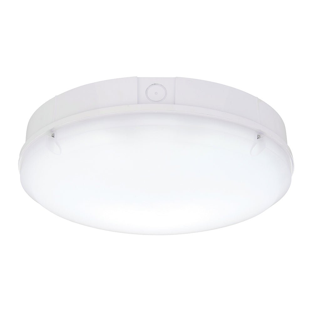 BALHAM PRO Drum Bulkhead Light Fitting | LED Multi Wattage | CCT 5 - Colour | IP65 | Microwave Motion Sensor - LightHub Direct