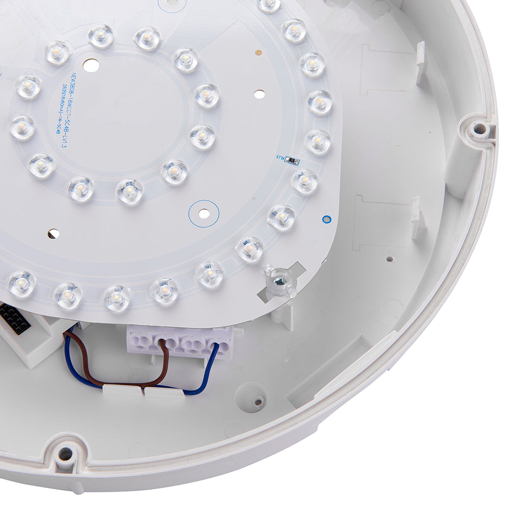 BALHAM Drum Bulkhead Light Fitting | LED 18W 1600lm | CCT Tri-Colour | IP65 | Black Eyelid