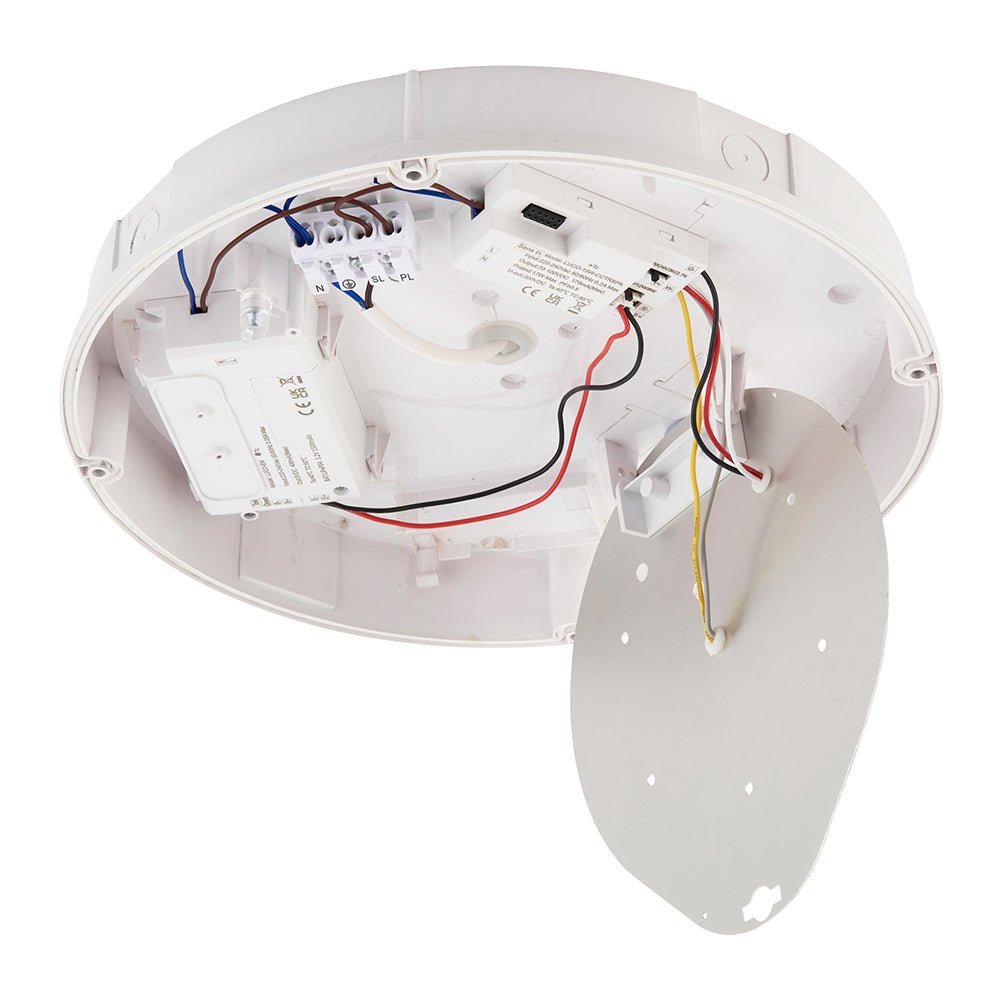 BALHAM PRO Drum Bulkhead Light Fitting | LED Multi Wattage | CCT 5 - Colour | IP65 | Polished Chrome | 3hr Emergency Function - LightHub Direct