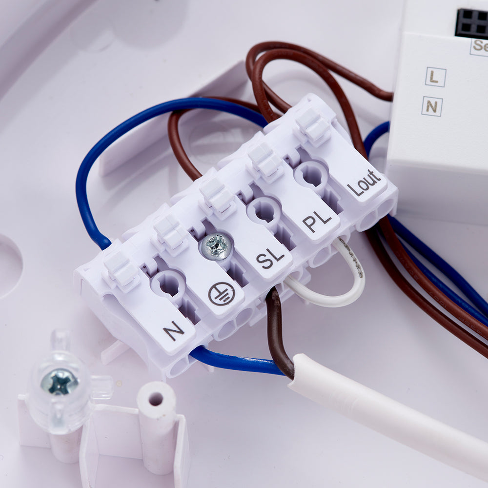 BALHAM Bulkhead Light Fitting | LED 18W 1600lm | CCT Tri-Colour | IP65 | Black Caged | Microwave Motion Sensor