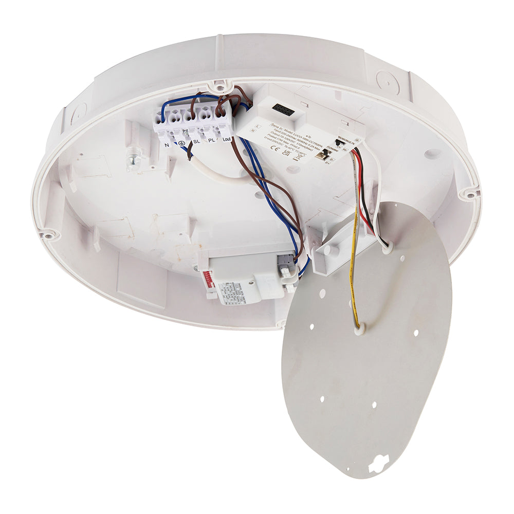 BALHAM Bulkhead Light Fitting | LED 18W 1600lm | CCT Tri-Colour | IP65 | Black Caged | Microwave Motion Sensor