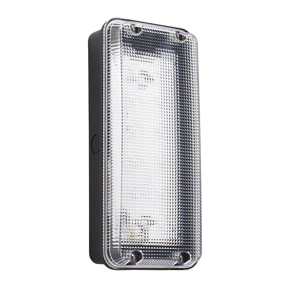 AVIT Rectangle Bulkhead Light Fitting | LED 10W 1200lm | CCT Tri - colour | IP65 | Black - LightHub Direct