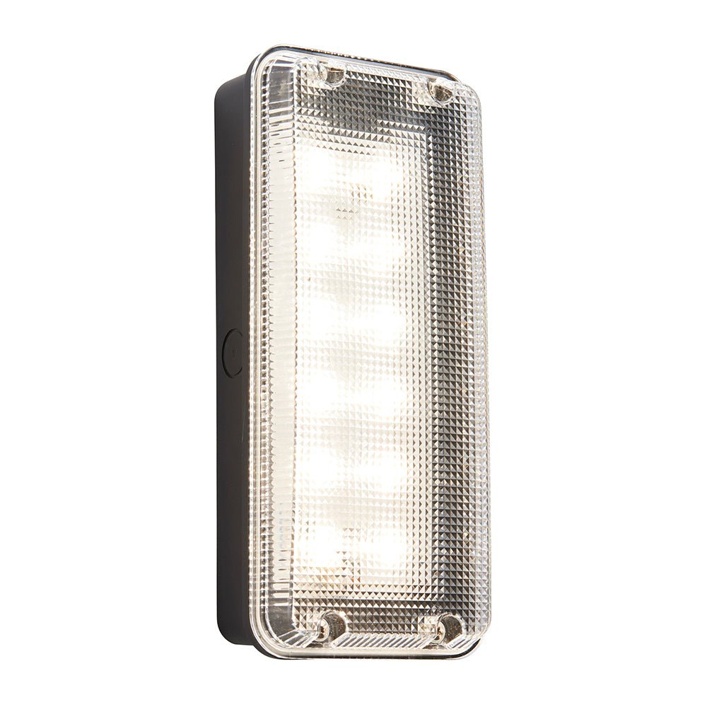 AVIT Rectangle Bulkhead Light Fitting | LED 10W 1200lm | CCT Tri - colour | IP65 | Black - LightHub Direct