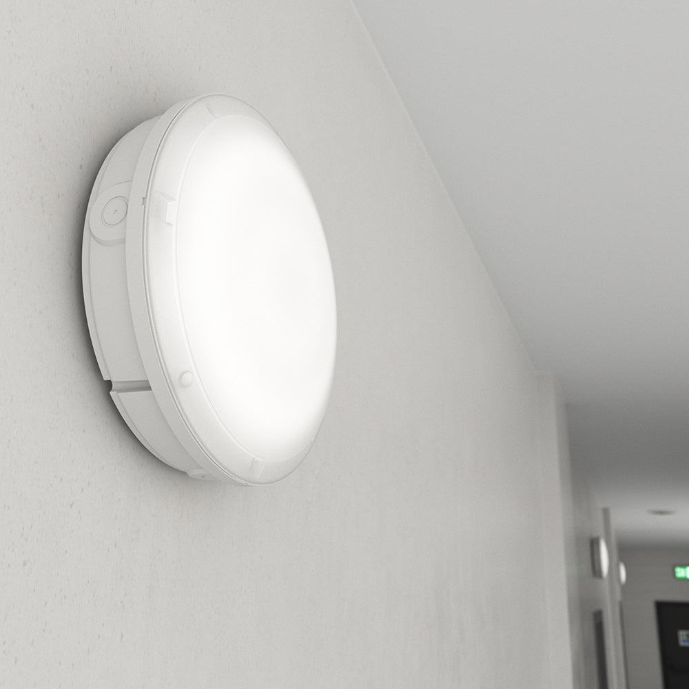 HOLBORN Drum Bulkhead Light Fitting | LED Multi Wattage | CCT 3-Colour | IP65 | 3hr Emergency