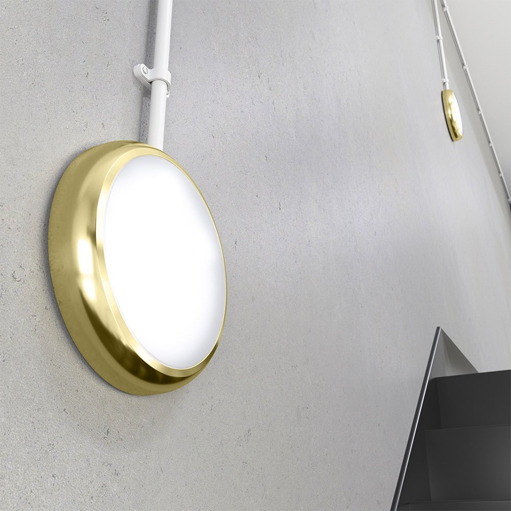EUSTON TRINITY Slim Bulkhead Light | LED Multi Wattage 2160lm | Tri - Colour CCT | IP65 | Brass | Standard - LightHub Direct