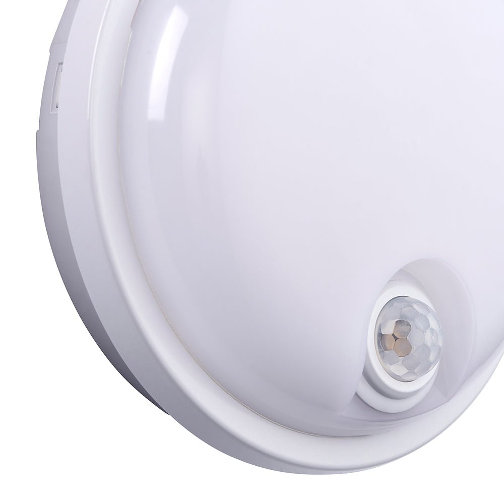 SOHO Compact Bulkhead Light Fitting | LED 15W 1500lm | CCT Tri - Colour | IP65 | PIR Motion Sensor - LightHub Direct