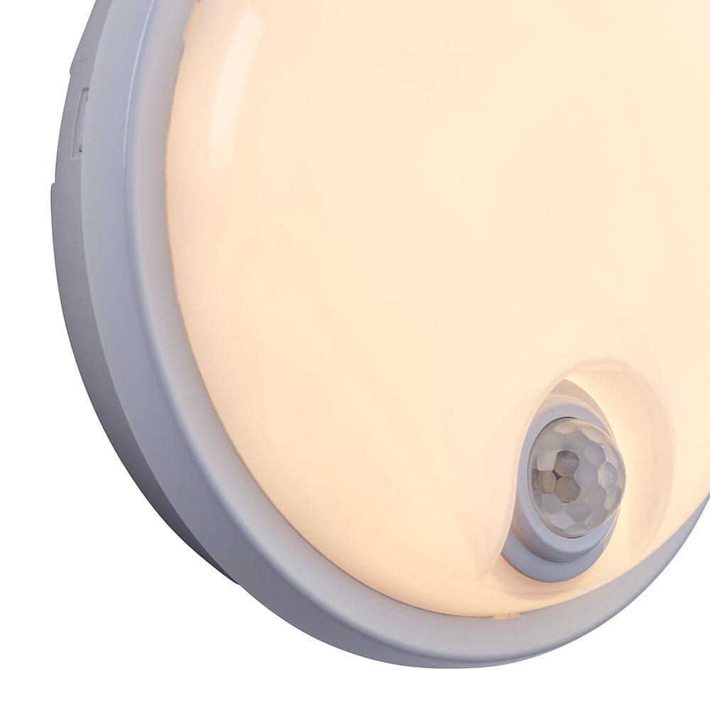 SOHO Compact Bulkhead Light Fitting | LED 15W 1500lm | CCT Tri - Colour | IP65 | PIR Motion Sensor - LightHub Direct