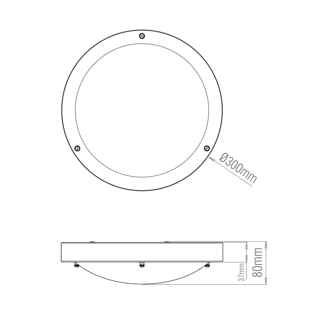 Slim Round Bathroom Bulkhead Ceiling Light Fitting | 7W E27 | IP44 | Brushed Chrome | 2700K Warm White