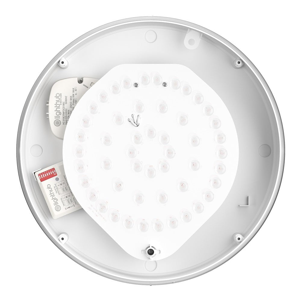 HOLBORN Drum Bulkhead Light Fitting | LED Multi Wattage | CCT 3 - Colour | IP65 | Microwave & Corridor Motion Sensor - LightHub Direct