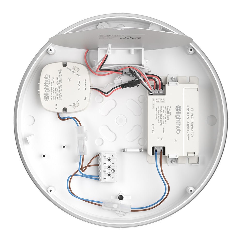 HOLBORN Drum Bulkhead Light Fitting | LED Multi Wattage | CCT 3 - Colour | IP65 | 3hr Emergency - LightHub Direct