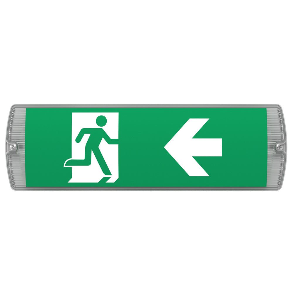 APEX - 4 Rectangle Fire Exit Bulkhead Light Fitting | LED 3.5W 254lm | 4000K Daylight White | IP65 | 3hr Emergency | Self Test - LightHub Direct