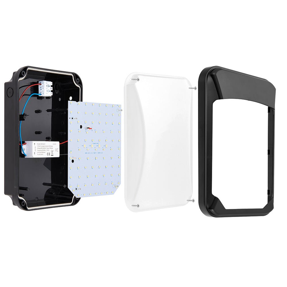 Photocell Dusk to Dawn LED Slim Exterior Wall Pack Bulkhead Light Outside Security Black - LightHub Direct