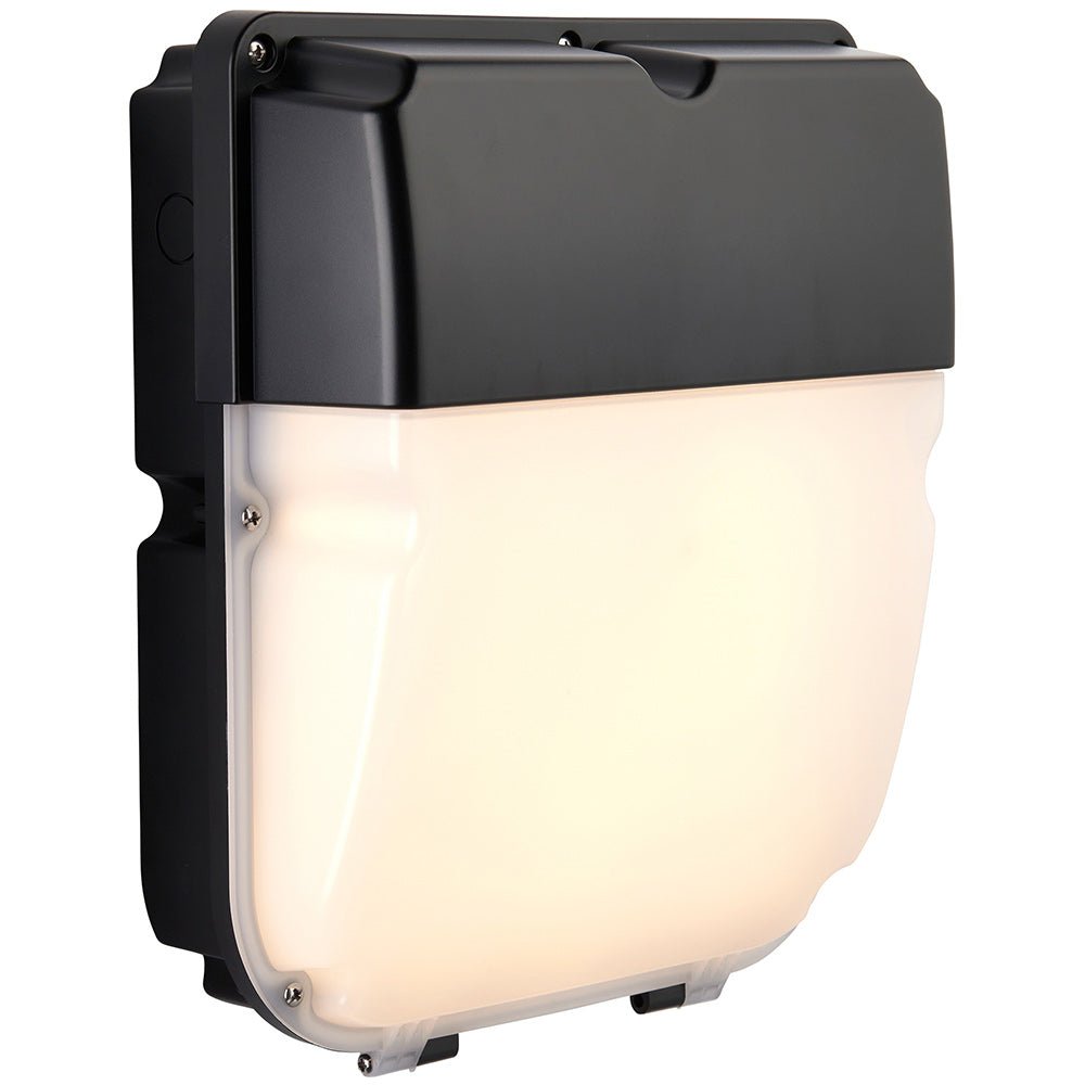 LED Exterior Wall Pack Security Bulkhead Light | 30W Lumen 3000lm | CCT Tri - Colour | IP65 | Black | Photocell Dusk to Dawn - LightHub Direct