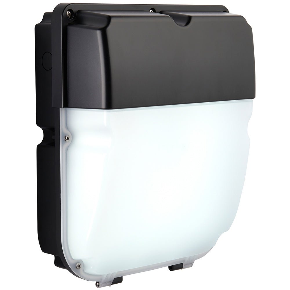 LED Exterior Wall Pack Security Bulkhead Light | 30W Lumen 3000lm | CCT Tri - Colour | IP65 | Black | Photocell Dusk to Dawn - LightHub Direct