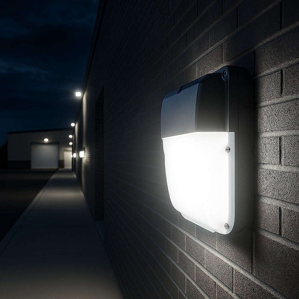 LED Exterior Wall Pack Security Bulkhead Light | 30W Lumen 3000lm | CCT Tri-Colour | IP65 | Black | Photocell Dusk to Dawn