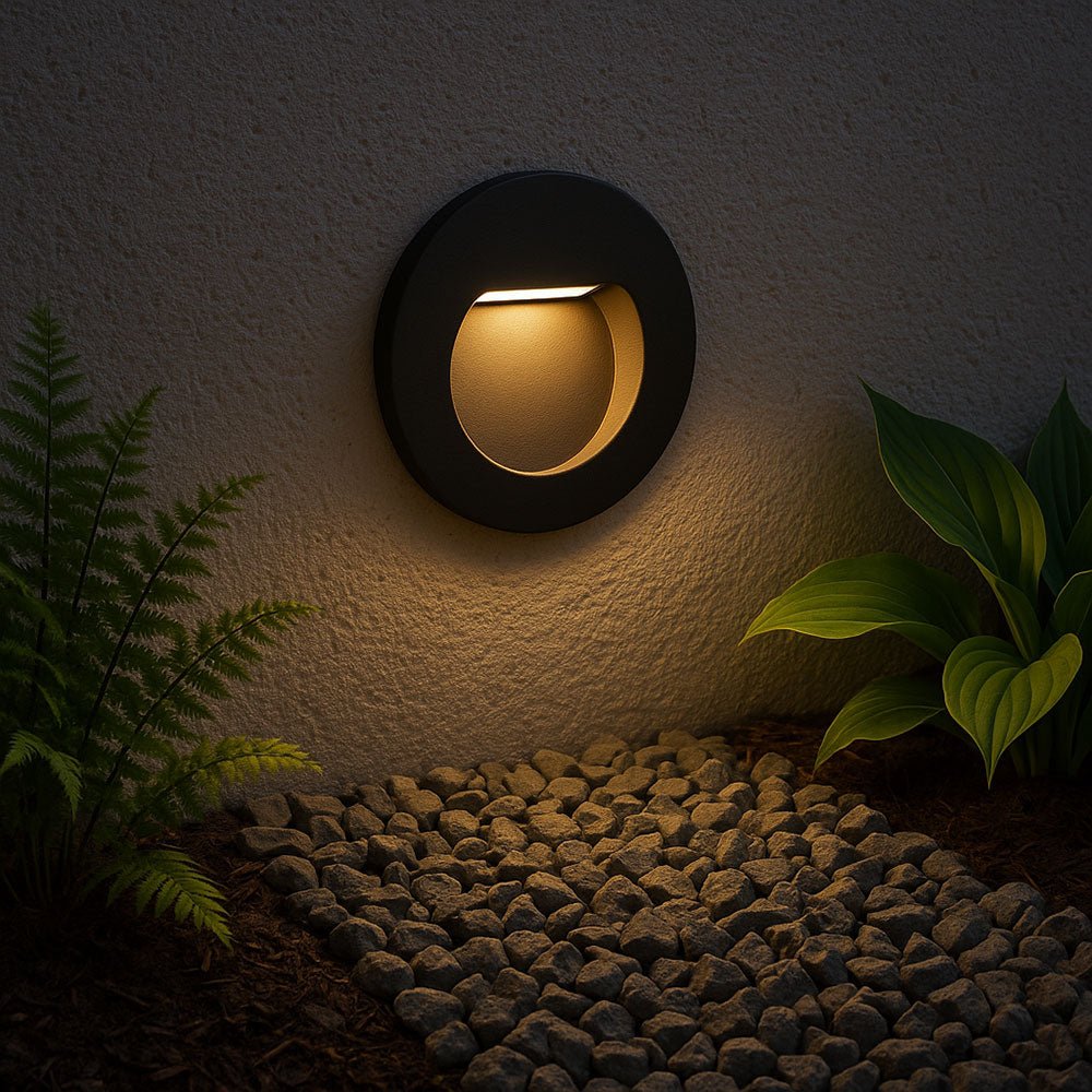 Recessed Indirect Round Wall Step Brick Stair Light for Indoor / Outdoor | LED CCT 1.5W | IP65 | 3000K, 4000K & 6500K | Black - LightHub Direct