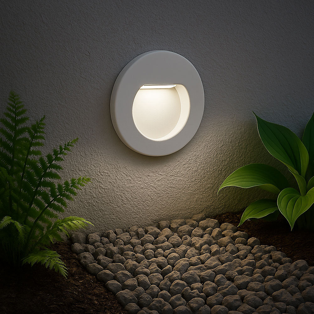 Recessed Indirect Round Wall Step Brick Stair Light for Indoor / Outdoor | LED CCT 1.5W | IP65 | 3000K, 4000K & 6500K | White