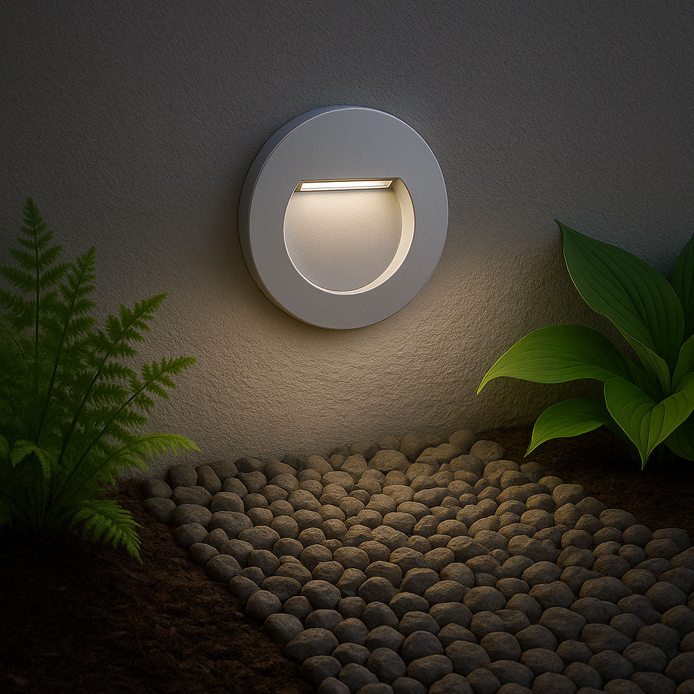 Recessed Indirect Round Wall Step Brick Stair Light for Indoor / Outdoor | LED CCT 1.5W | IP65 | 3000K, 4000K & 6500K | Silver