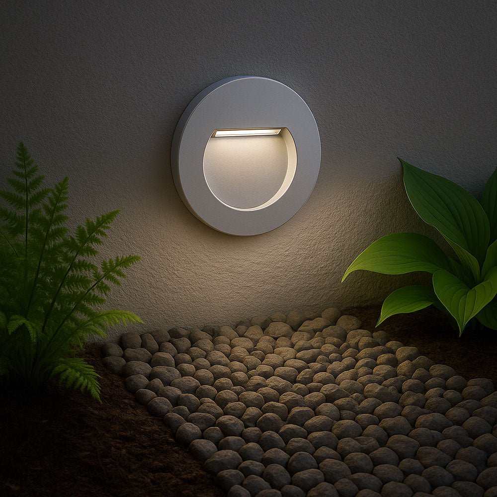 Recessed Indirect Round Wall Step Brick Stair Light for Indoor / Outdoor | LED CCT 1.5W | IP65 | 3000K, 4000K & 6500K | Silver - LightHub Direct