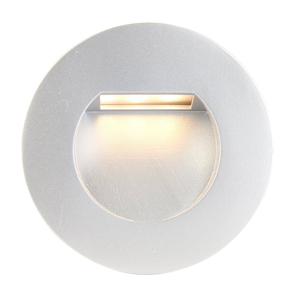 Recessed Indirect Round Wall Step Brick Stair Light for Indoor / Outdoor | LED CCT 1.5W | IP65 | 3000K, 4000K & 6500K | Silver - LightHub Direct