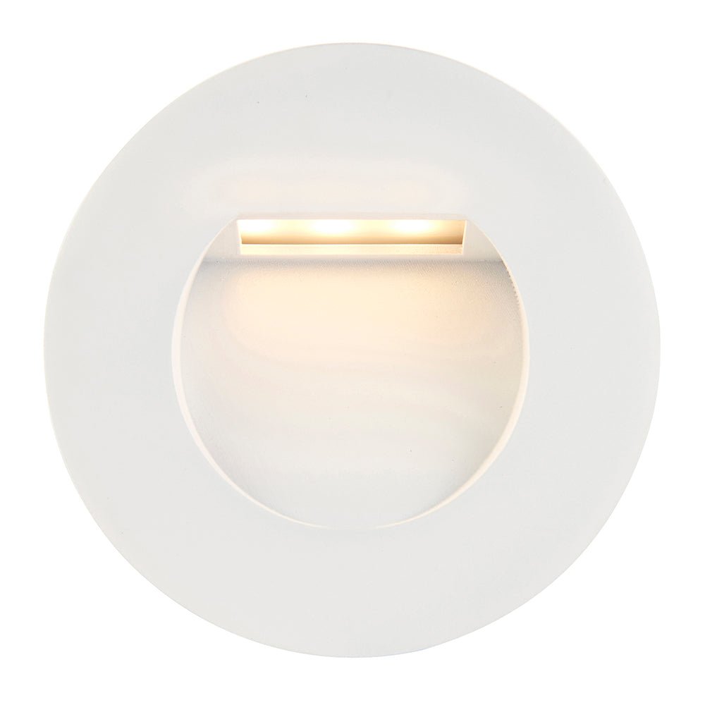Recessed Indirect Round Wall Step Brick Stair Light for Indoor / Outdoor | LED CCT 1.5W | IP65 | 3000K, 4000K & 6500K | White - LightHub Direct