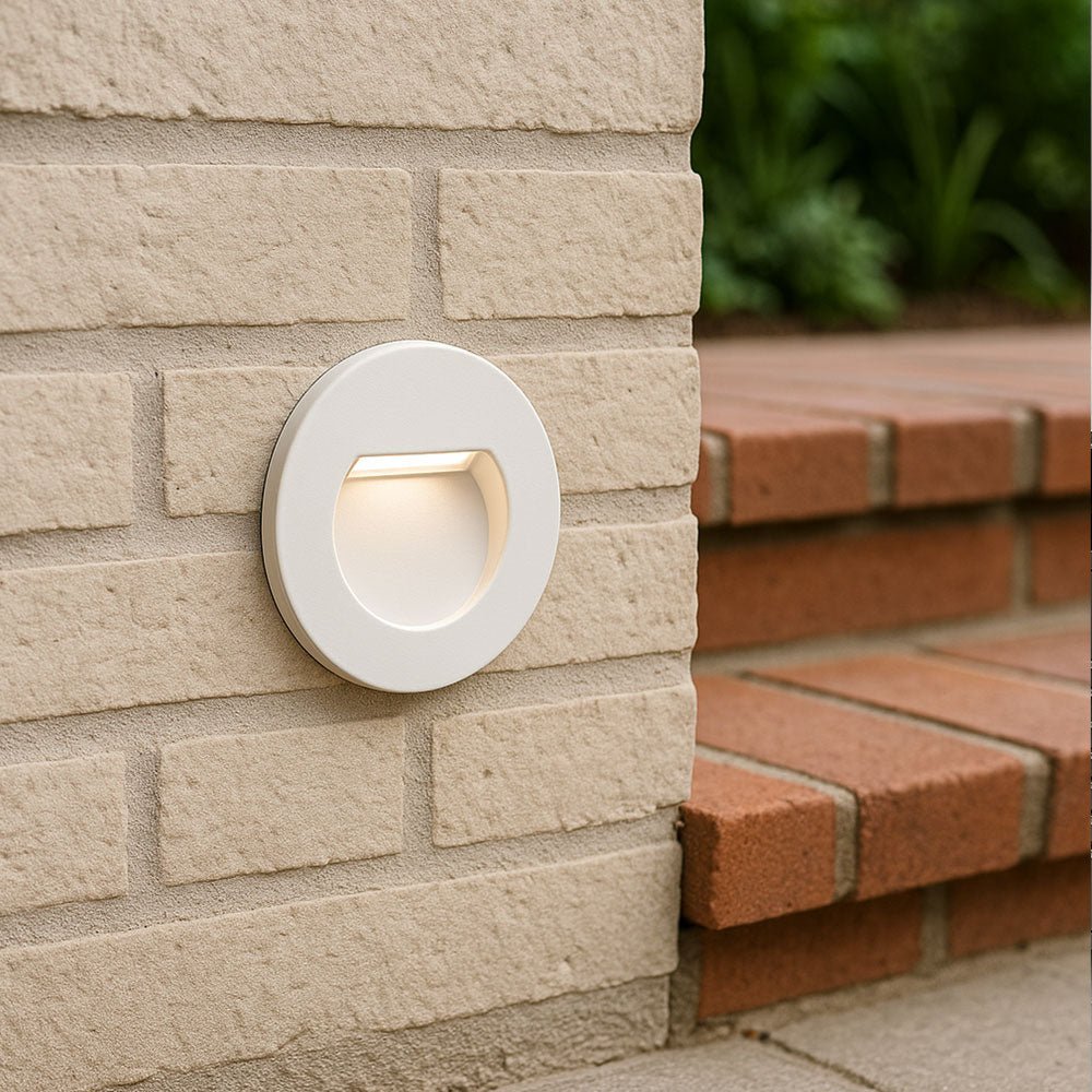 Recessed Indirect Round Wall Step Brick Stair Light for Indoor / Outdoor | LED CCT 1.5W | IP65 | 3000K, 4000K & 6500K | White - LightHub Direct