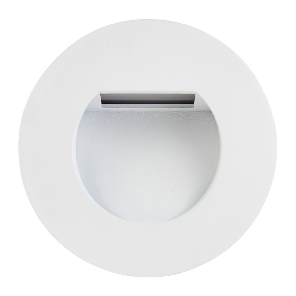 Recessed Indirect Round Wall Step Brick Stair Light for Indoor / Outdoor | LED CCT 1.5W | IP65 | 3000K, 4000K & 6500K | White - LightHub Direct