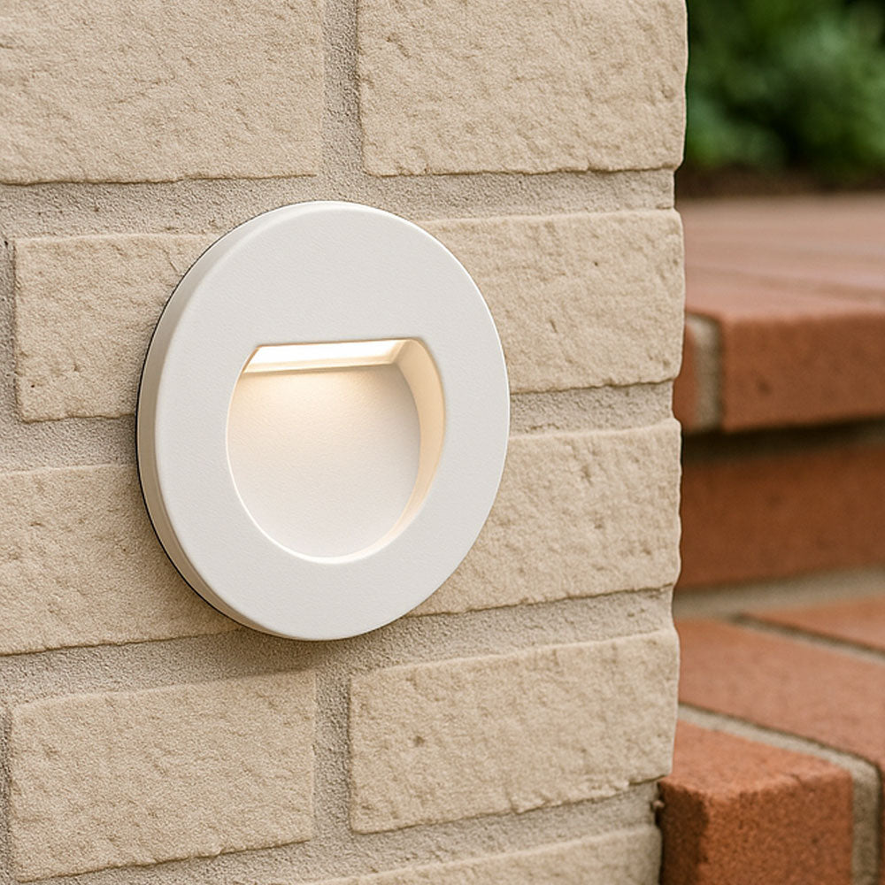 Recessed Indirect Round Wall Step Brick Stair Light for Indoor / Outdoor | LED CCT 1.5W | IP65 | 3000K, 4000K & 6500K | White