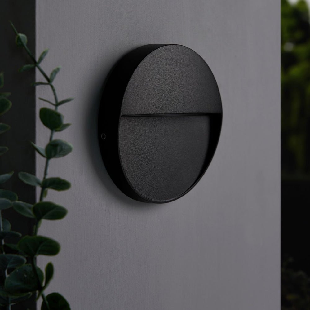 ONZA | Outdoor Surface Indirect Round Wall Brick Step Guide Light | LED 3W 110mm | IP54 | 4000K Neutral White | Black - LightHub Direct