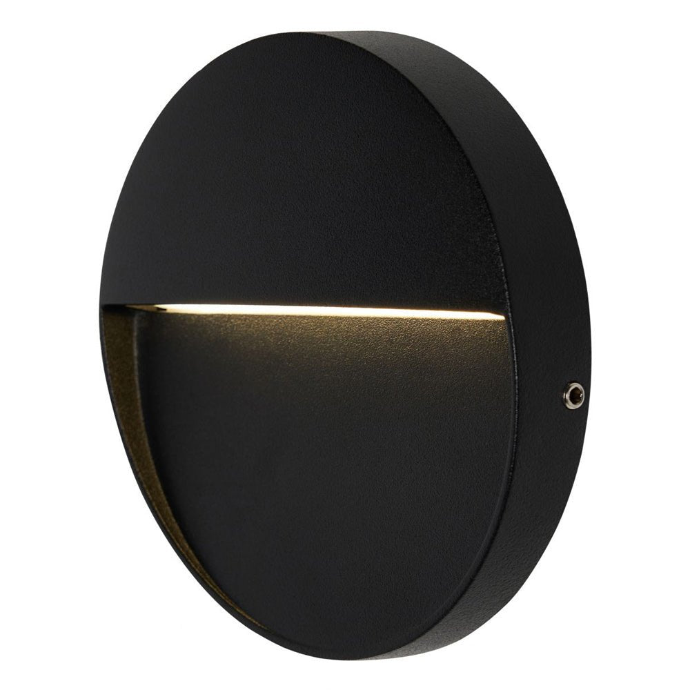 ONZA | Outdoor Surface Indirect Round Wall Brick Step Guide Light | LED 3W 110mm | IP54 | 4000K Neutral White | Black - LightHub Direct
