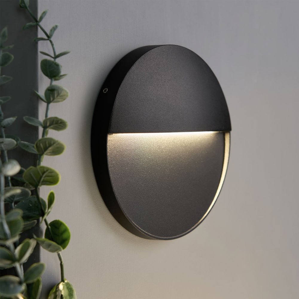 ONZA | Outdoor Surface Indirect Round Wall Brick Step Guide Light | LED 6W 160mm | IP54 | 4000K Neutral White | Black - LightHub Direct