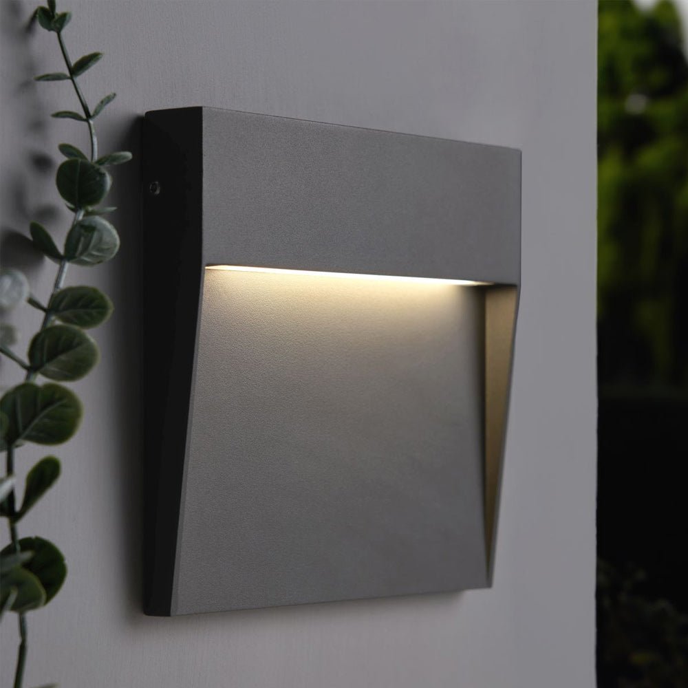PUYA | Outdoor Surface Indirect Square Wall Brick Step Guide Light | LED 3W 110mm | IP54 | 4000K Neutral White | Anthracite - LightHub Direct