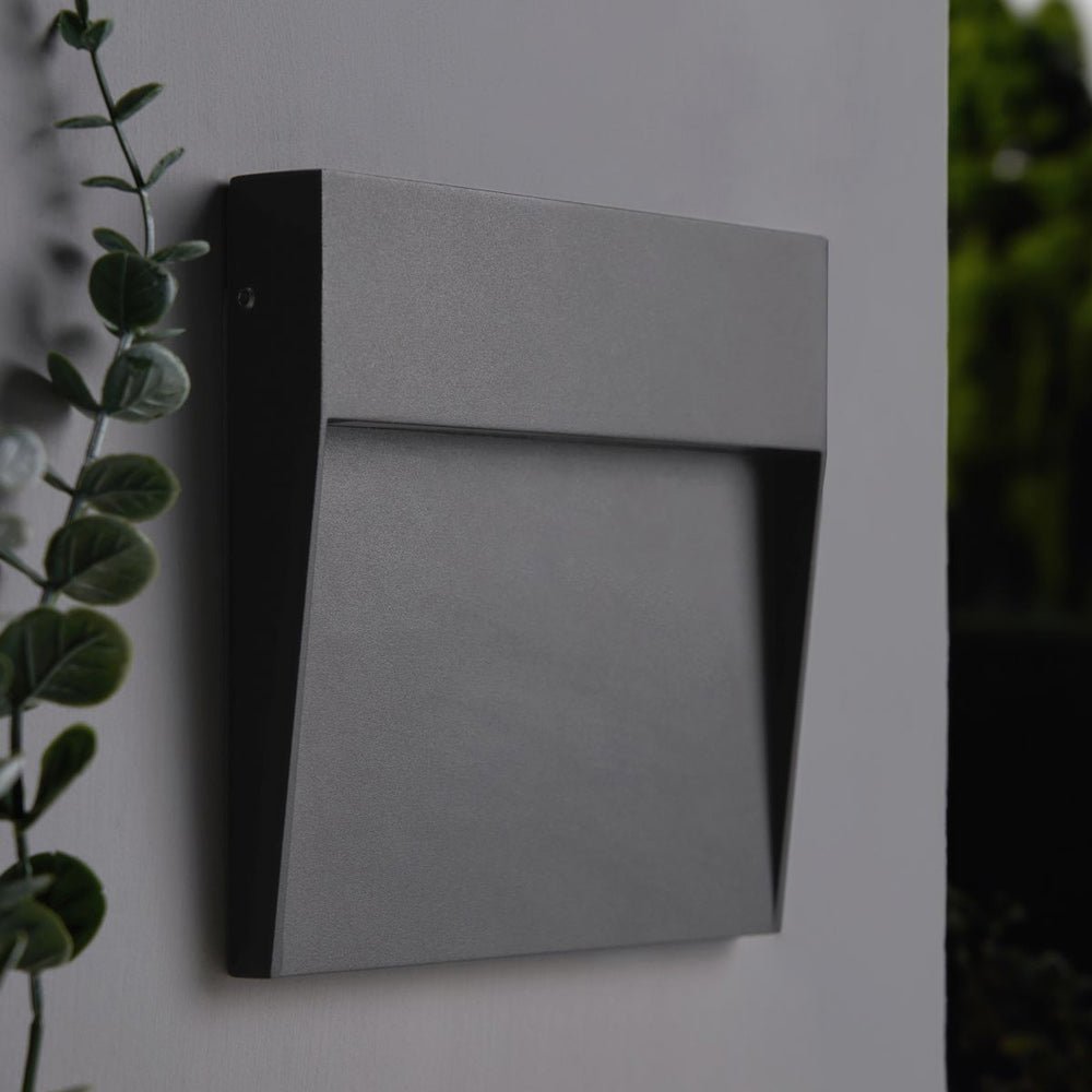 PUYA | Outdoor Surface Indirect Square Wall Brick Step Guide Light | LED 3W 110mm | IP54 | 4000K Neutral White | Anthracite - LightHub Direct