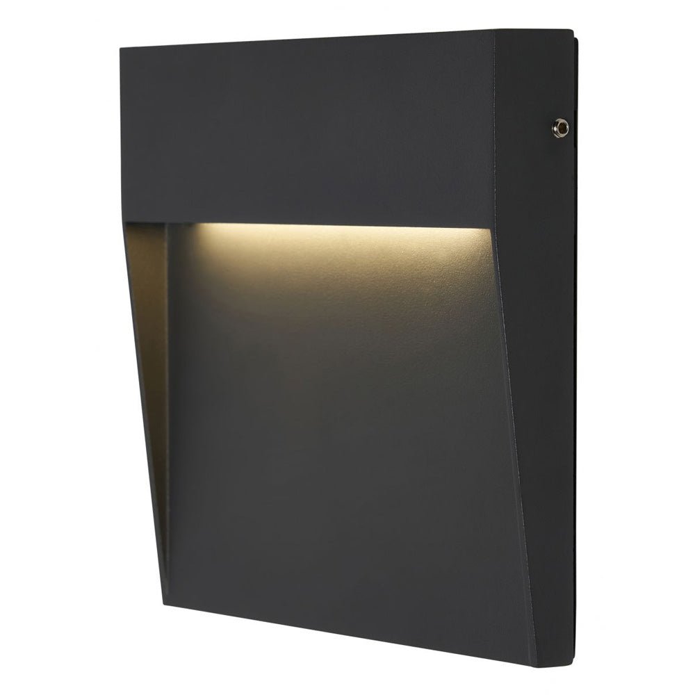 PUYA | Outdoor Surface Indirect Square Wall Brick Step Guide Light | LED 3W 110mm | IP54 | 4000K Neutral White | Anthracite - LightHub Direct