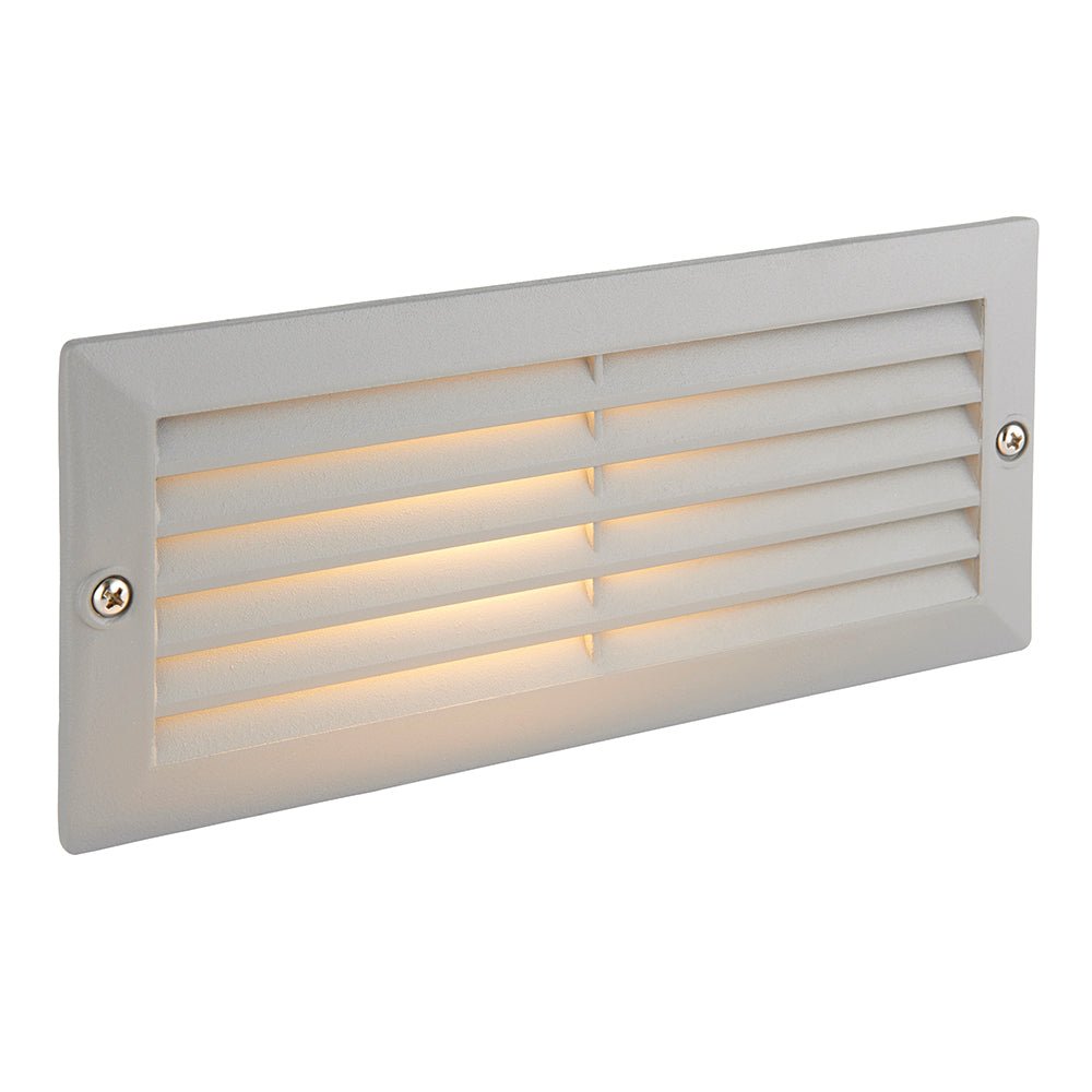 CCT 8W Outdoor Recessed Wall Die - Cast & Glass Louvre Grill Brick Light | LED E27 | 3000K, 4000K & 6000K White | IP44 | Grey - LightHub Direct