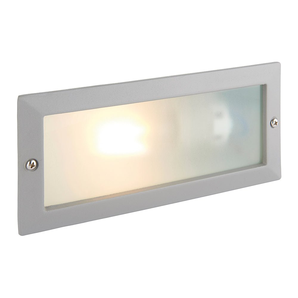 CCT 8W Outdoor Recessed Wall Die - Cast & Glass Brick Light | LED E27 | 3000K, 4000K & 6000K White | IP44 | Grey - LightHub Direct