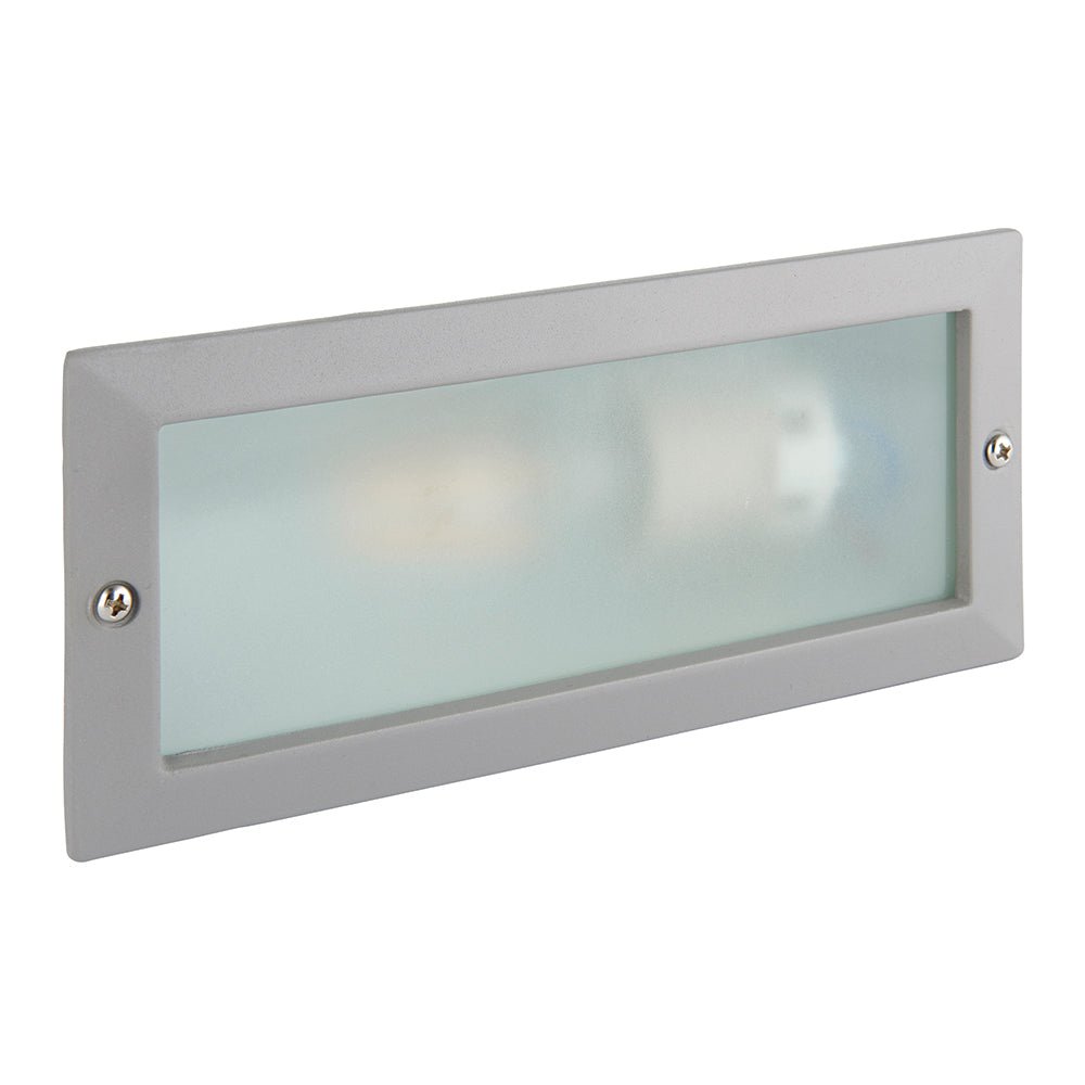 CCT 8W Outdoor Recessed Wall Die - Cast & Glass Brick Light | LED E27 | 3000K, 4000K & 6000K White | IP44 | Grey - LightHub Direct