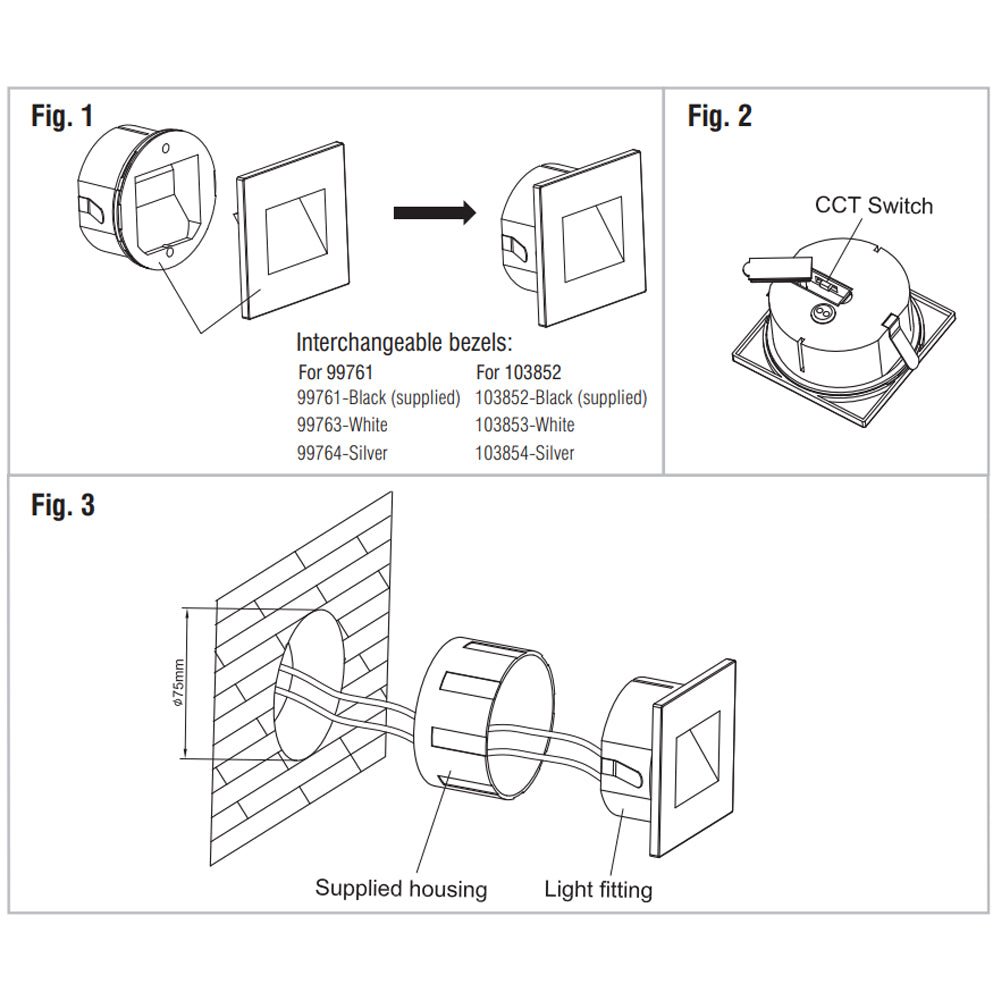 Recessed Indirect Square Wall Step Brick Stair Light for Indoor / Outdoor | LED CCT 1.5W | IP65 | 3000K, 4000K & 6500K | Silver - LightHub Direct